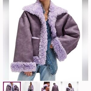 Free People Purple Kiki Sherpa Jacket. Fun, bold design.